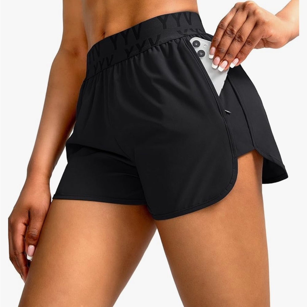 Amazon Black Athletic Shorts Lightweight Elastic Waist